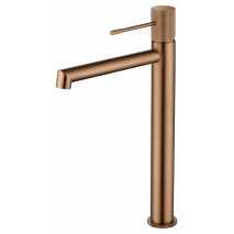 Grifo lavabo caño alto Line oro rosa cepillado de IMEX BDD038-3ORC