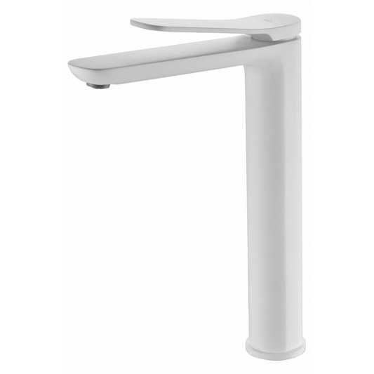 Grifo lavabo caño alto Dinamarca blanco mate de IMEX BDR031-3BL