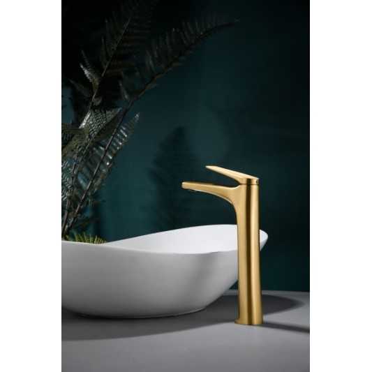Grifo de lavabo caño alto Delos oro cepillado BDD055-3OC 2