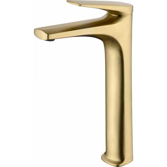 Grifo de lavabo caño alto Delos oro cepillado BDD055-3OC