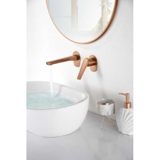 Grifo de lavabo empotrado Delos oro rosa cepillado GLD055-ORC