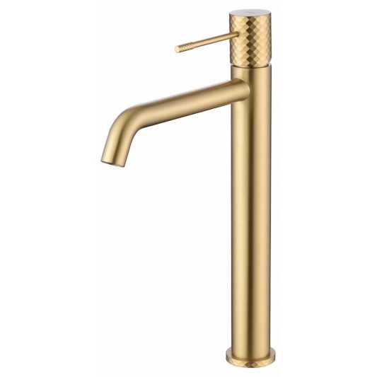 Grifo de lavabo caño alto Génova oro cepillado BDG053-3OC