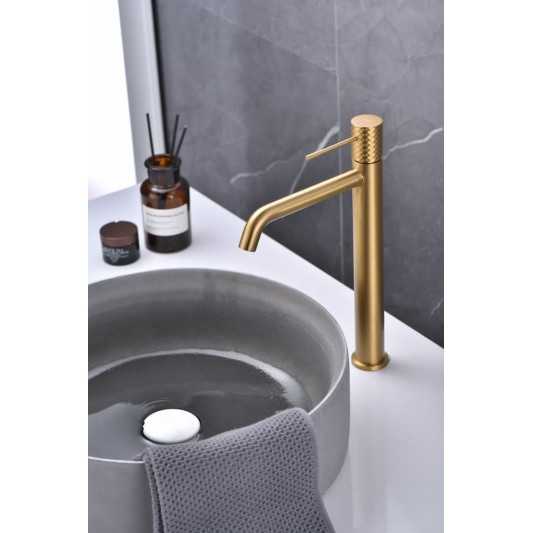Grifo de lavabo caño alto Génova oro cepillado BDG053-3OC 2