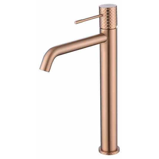 Grifo de lavabo caño alto Génova oro rosa cepillado BDG053-3ORC