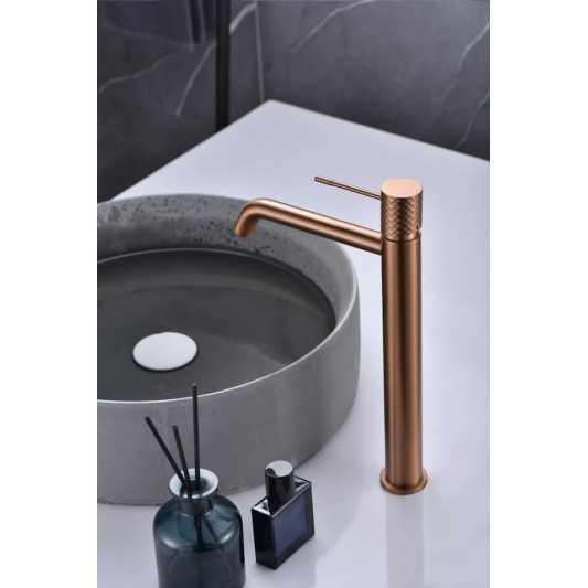 Grifo de lavabo caño alto Génova oro rosa cepillado BDG053-3ORC 2