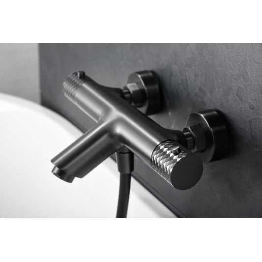 Grifo termostático de bañera con mango Génova black gun metal BTG053-4BGM