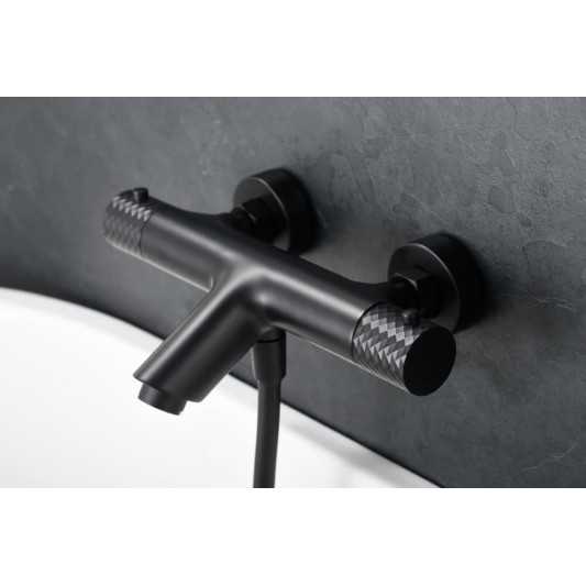 Grifo termostático de bañera con mango Génova negro mate BTG053-4NG