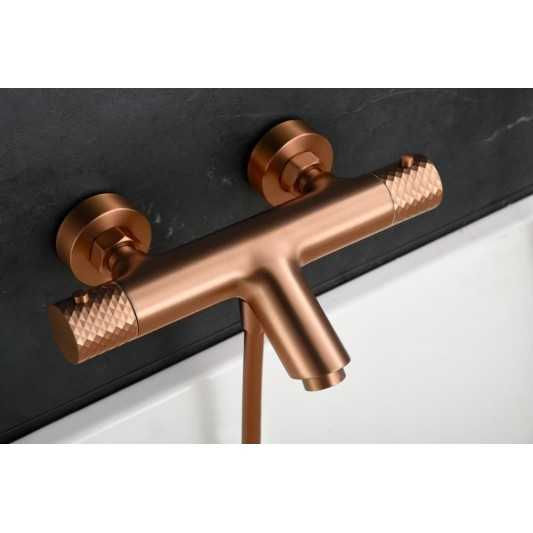 Grifo termostático de bañera con mango Génova oro rosa cepillado BTG053-4ORC
