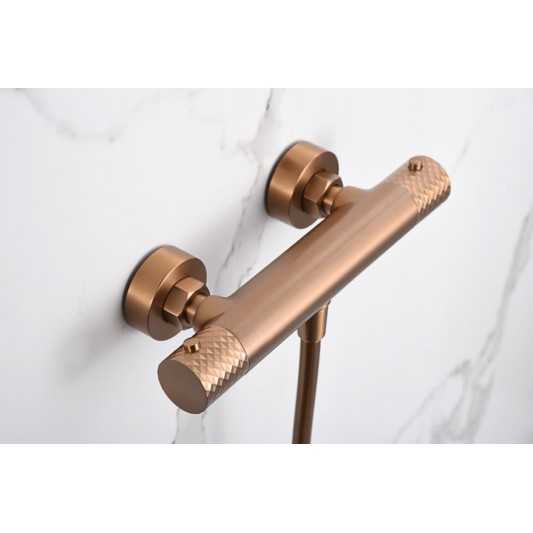 Grifo termostático de ducha con mango Génova oro rosa cepillado BTG053-5ORC