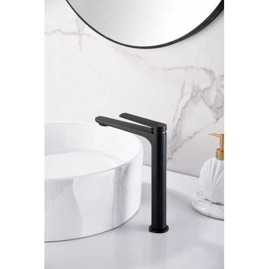 Grifo de lavabo caño alto Nápoles negro mate BDN047-3NG 2