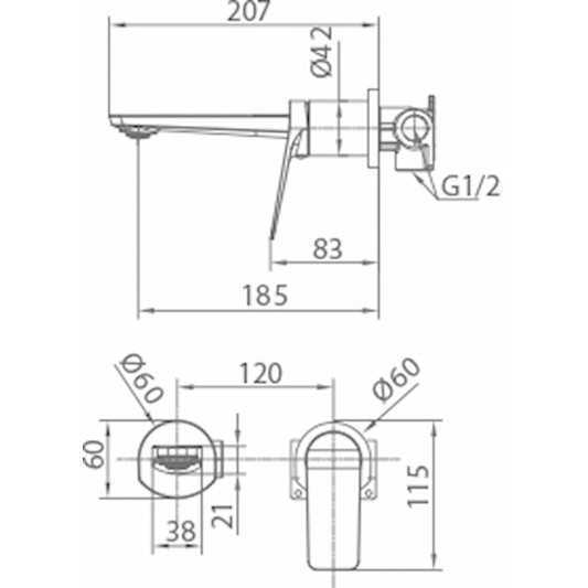 Grifo de lavabo empotrado Nápoles negro mate 2