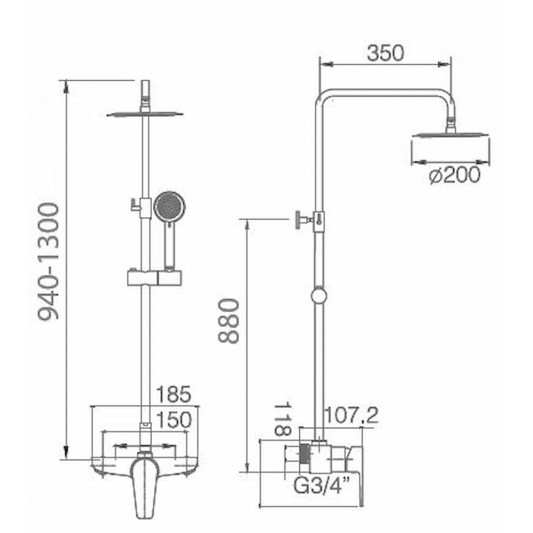 Columna de ducha monomando Teide BDT021 2