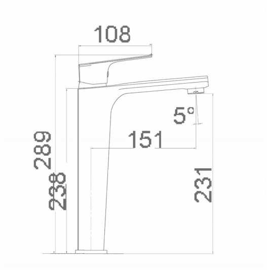 Grifo lavabo caño alto Bali BDI017-3 2