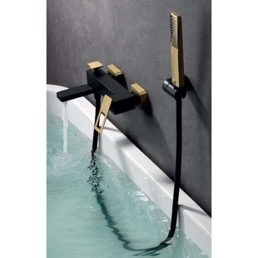 Monomando bañera Suecia negro oro brillo de Imex BDC032-7NGOLD 2