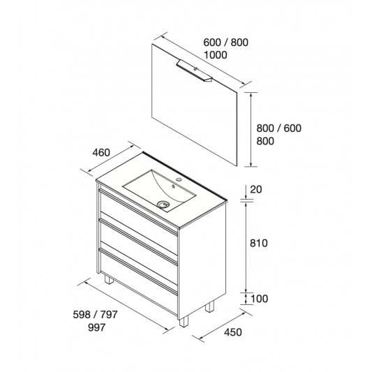 Mueble de baño Attila de Salgar 60-100 | Bañoweb 2