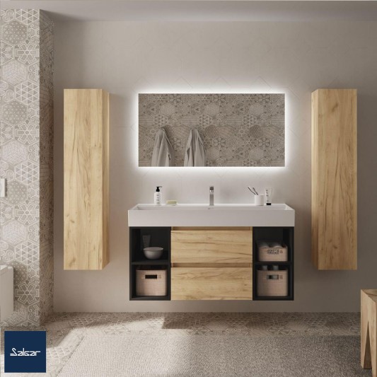 Conjunto mueble de baño suspendido 120 Bequia Salgar con lavabo Veneto Bequia Salgar