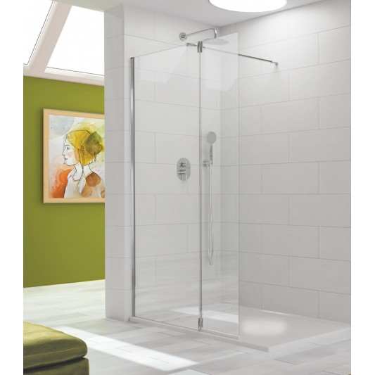 Mampara ducha cristal fijo + abatible TUTTI cromo TT424