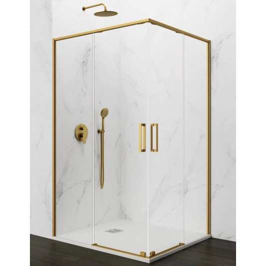 Mampara ducha angular al vértice Twenty de GME oro cepillado