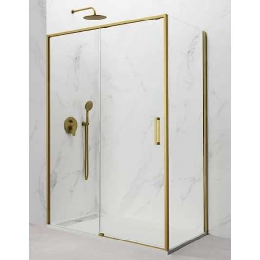 Mampara ducha 1 fijo y 1 corredera con lateral fijo Twenty de GME oro cepillado
