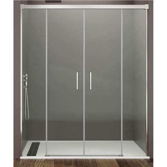 Mampara de ducha frontal 2 fijo + 2 corredera Basic de GME cromo