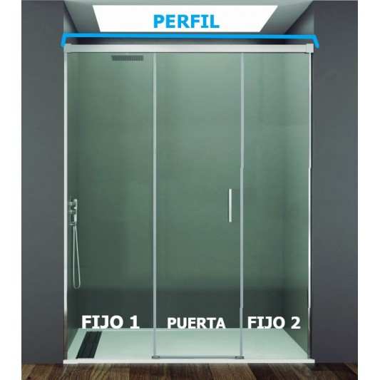 Mampara ducha fijo + puerta + fijo BASIC de GME cromo