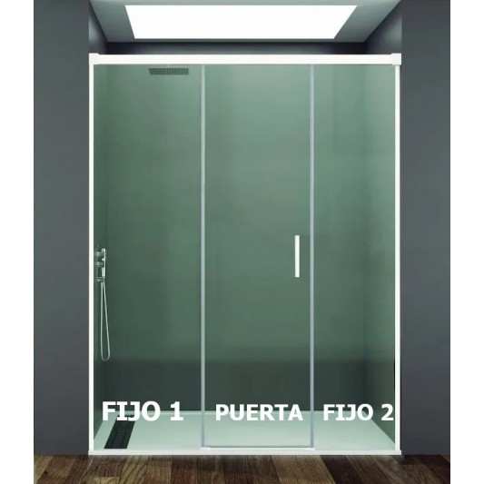 Mampara ducha fijo + puerta + fijo BASIC de GME blanco
