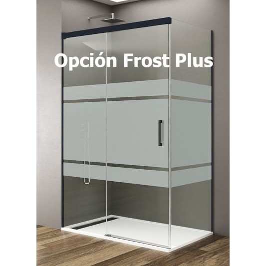 Mampara ducha frontal con lateral fijo BASIC de GME negro mate 2