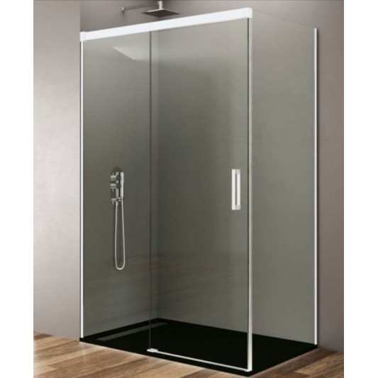 Mampara ducha frontal con lateral fijo BASIC de GME blanco