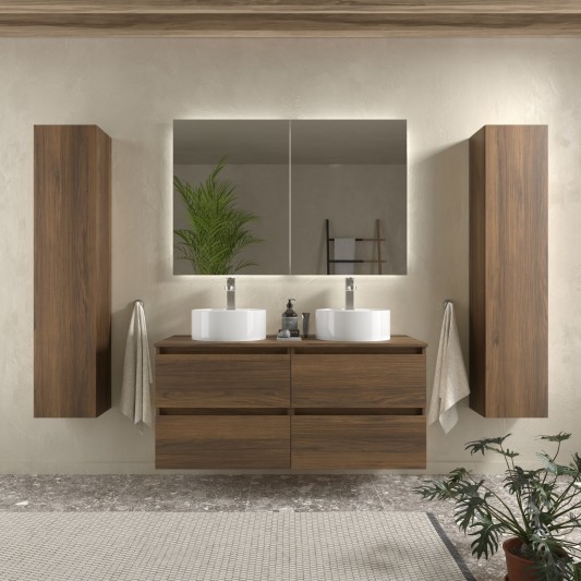 SALGAR BEQUIA Mueble de baño suspendido Top con 2 lavabos Lisboa 140 6 colores