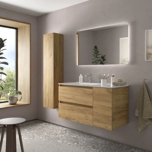 SALGAR BEQUIA Mueble de baño suspendido 2c+1p con lavabo Constanza 90-100 5 colores 2