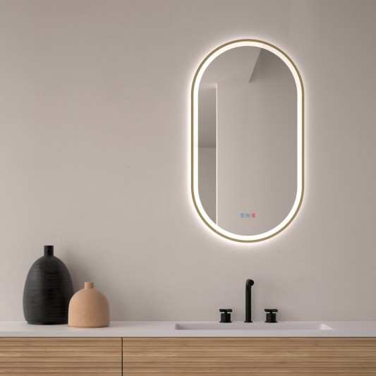 Espejo Ovalado triledLED Para Baño Burdeos de Dyled con antivaho