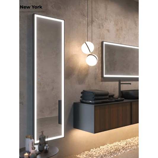 Espejo retroiluminado New York 160x40 oro cepillado, triled y antivaho.