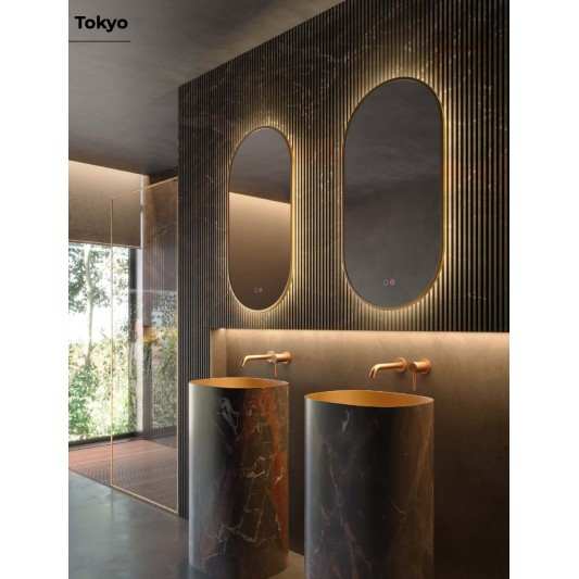 Espejo de baño Tokyo 90x50 cm de Ledimex triled y antivaho marco Negro