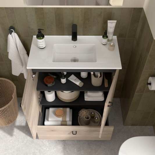 Mueble baño con patas Inara 2P+1C de Salgar Fondo 36 en 50 y 70 a suelo 2