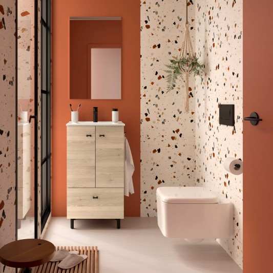Mueble baño con patas Inara 2P+1C de Salgar Fondo 36 en 50 y 70 a suelo