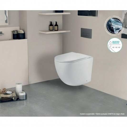 Aquore Génova Brillo | Inodoro suspendido blanco brillo con bastidor MÁGINA y tapa Soft Close 2