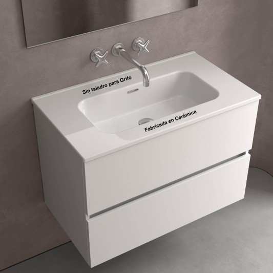 Lavabo ceramico de baño sin orificio para grifo