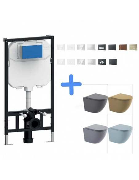 Aquore Génova Mate | Pack inodoro suspendido con tapa colores mate a elegir y bastidor MÁGINA