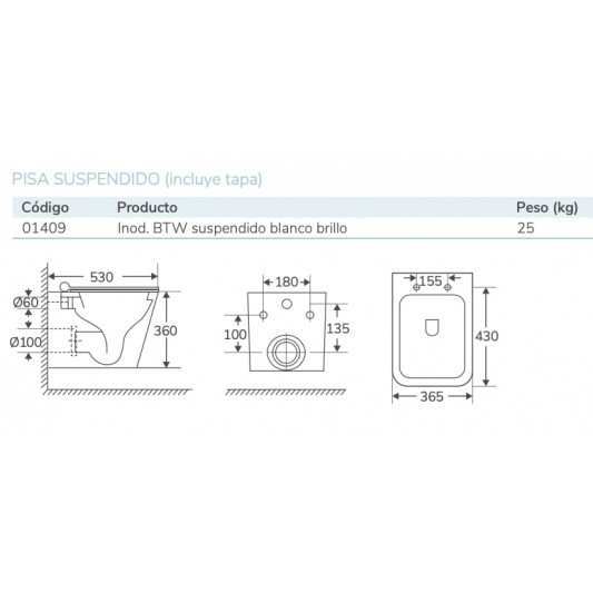 Aquore Pisa | Inodoro suspendido Rimless negro o blanco mate con sistema completo incluido con bastidor MÁGINA incluido
