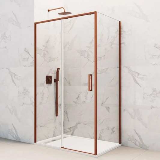 Mampara ducha 1 fijo y 1 corredera con lateral fijo Twenty de GME cobre