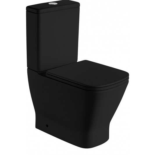 Aquore Rhodas | Inodoro cerámico Rimless Negro Mate con salida dual