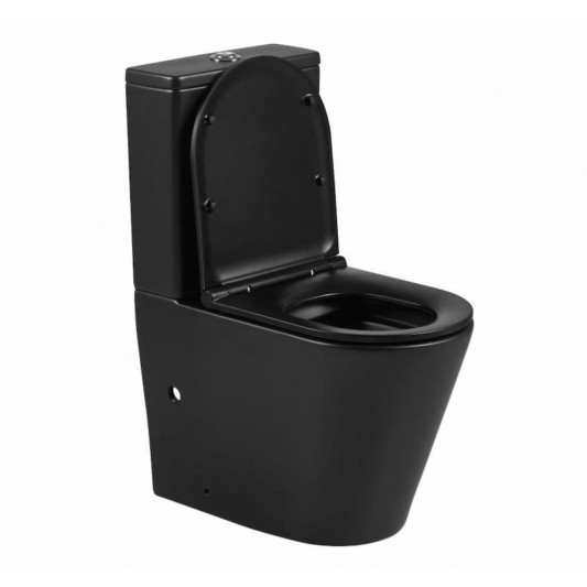 Aquore Turín| Inodoro cerámico Rimless Negro Mate con salida dual