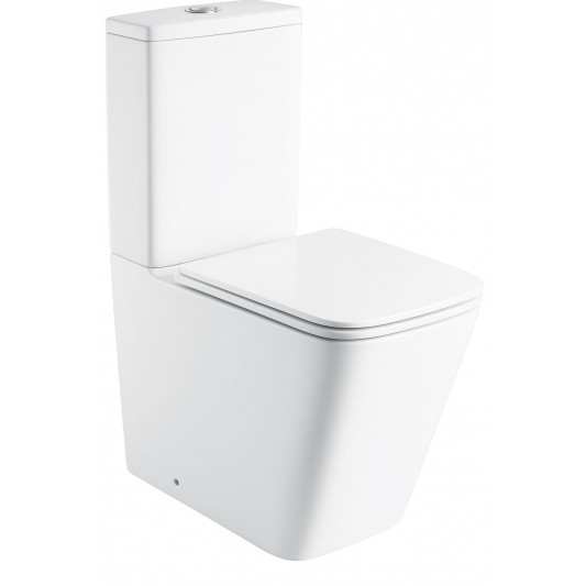 Aquore Pisa para Personas con Movilidad Reducida| Inodoro cerámico Rimless blanco brillo con salida dual
