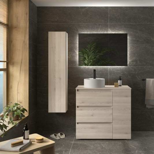 Mueble de Baño con patas BEQUIA PLUS Con Opción 3C + 1P o 3C + 2P y Lavabo Sobreponer 90-120cm