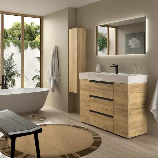Mueble de Baño con patas BEQUIA PLUS METAL 3C + 2P Con Lavabo Veneto 120cm 2