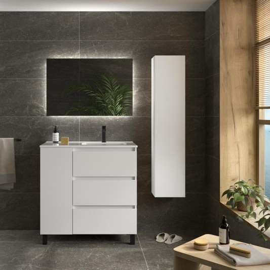 Mueble de Baño con patas BEQUIA PLUS Con Opción 3C + 1P Con Lavabo Ceramico 90cm 2