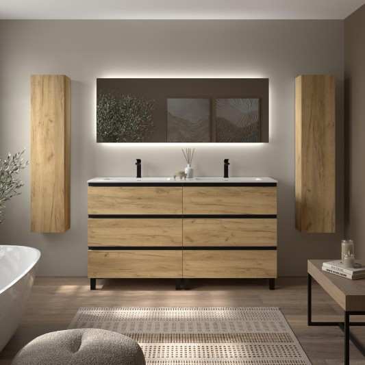 Mueble de Baño con patas BEQUIA METAL 6C Con Lavabo Vilna Solid Surface 160cm