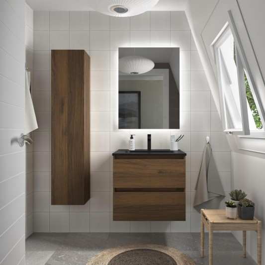 SALGAR BEQUIA Mueble de baño suspendido con lavabo Negro Mate Constanza 60-80-100-120 2