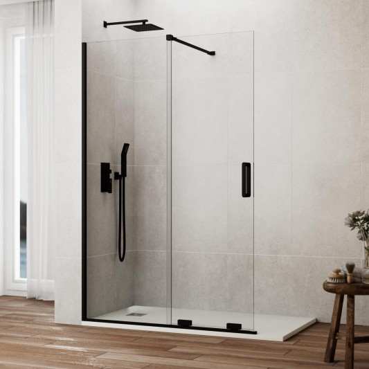 Mampara ducha 1 fijo + 1 corredera negra KENNA FREE de GME