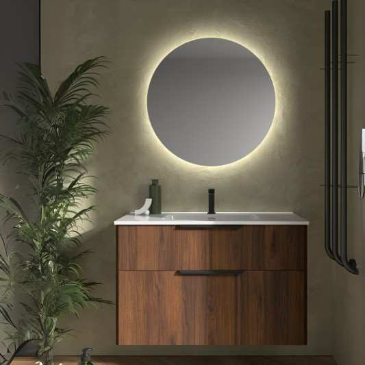 Conjunto de Mueble de baño suspendido LUVA de Salgar con encimera y espejo NORA 60-80-100